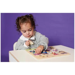 Rolf - Houten Noppenpuzzel Bloemen, 10st.