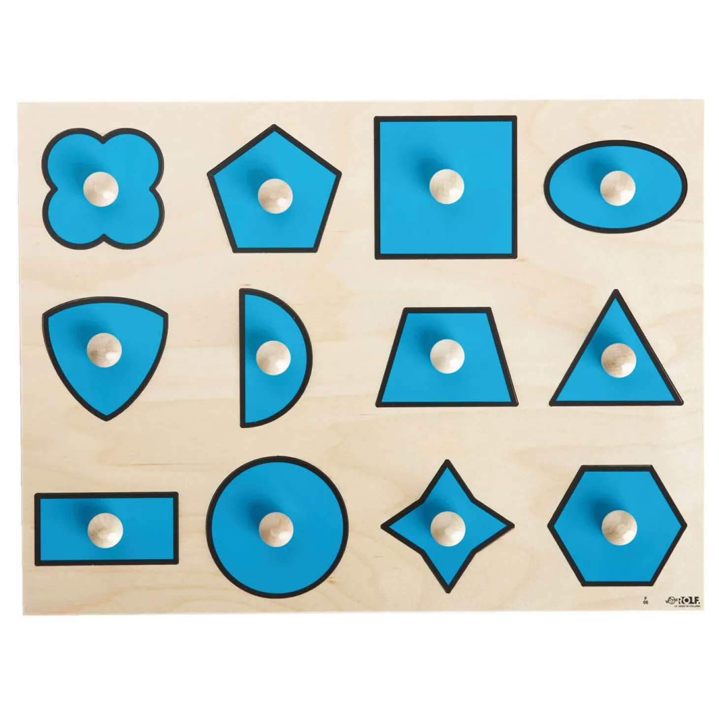 Rolf - Noppenpuzzel Hout Geometrische Vormen, 12st.