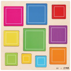 Rolf - Relief Houten Vormenpuzzel Vierkant en Driehoek, Set van 2