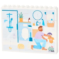 Rolf More - Houten Verticale Blokpuzzel Badkamer - 28st.