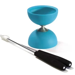 Rubber Diabolo met Aluminium Stokken - Lichtblauw