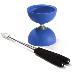 Rubber Diabolo met Aluminium Stokken - Donkerblauw