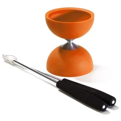 Rubber Diabolo met Aluminium Stokken - Oranje