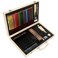Schets en Tekenset in Houten Koffer