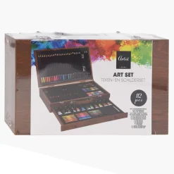 Schilder- en Tekenset in Houten Koffer, 112dlg.