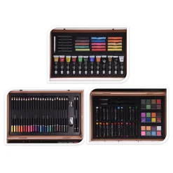Schilder- en Tekenset in Houten Koffer, 112dlg.