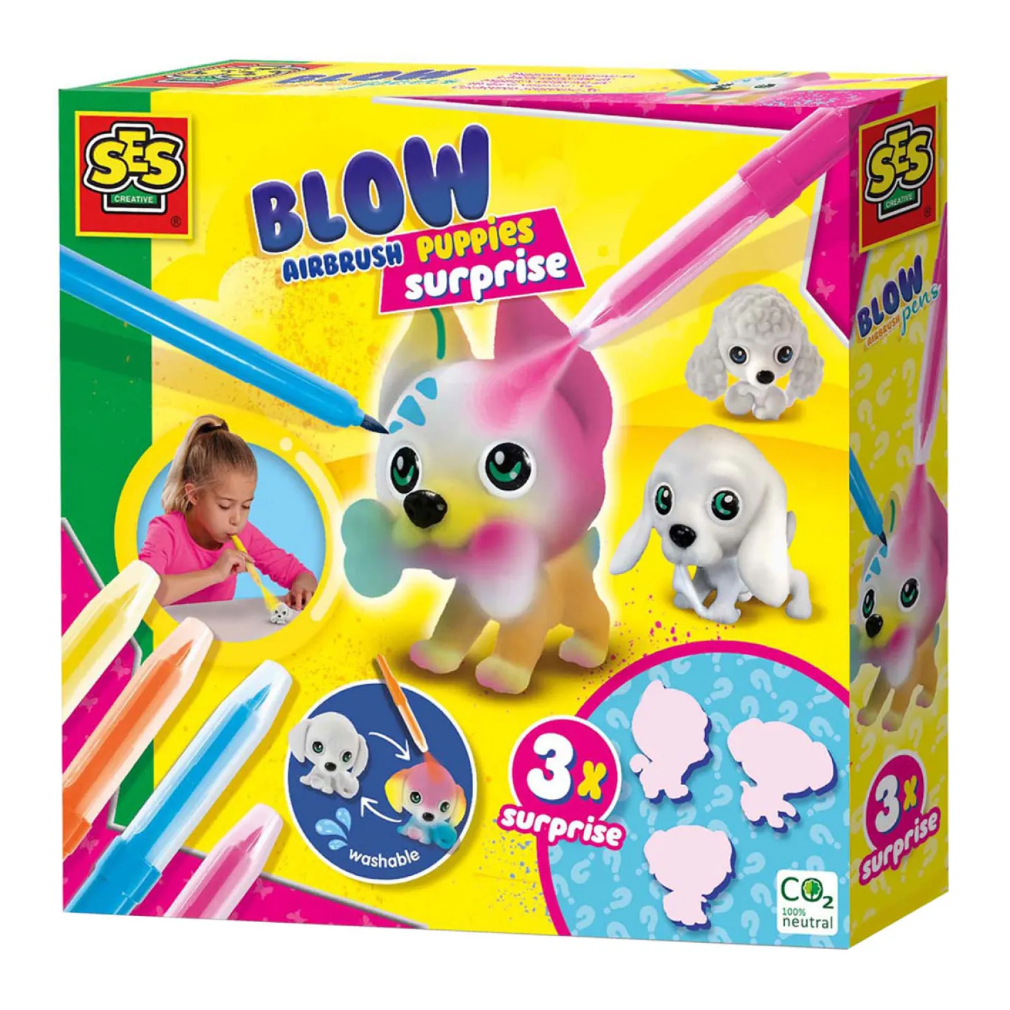 SES Blow Airbrush Pens - Puppy's Surprise, 3st.