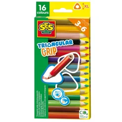 SES Driehoek Grip Kleurpotloden, 16st.