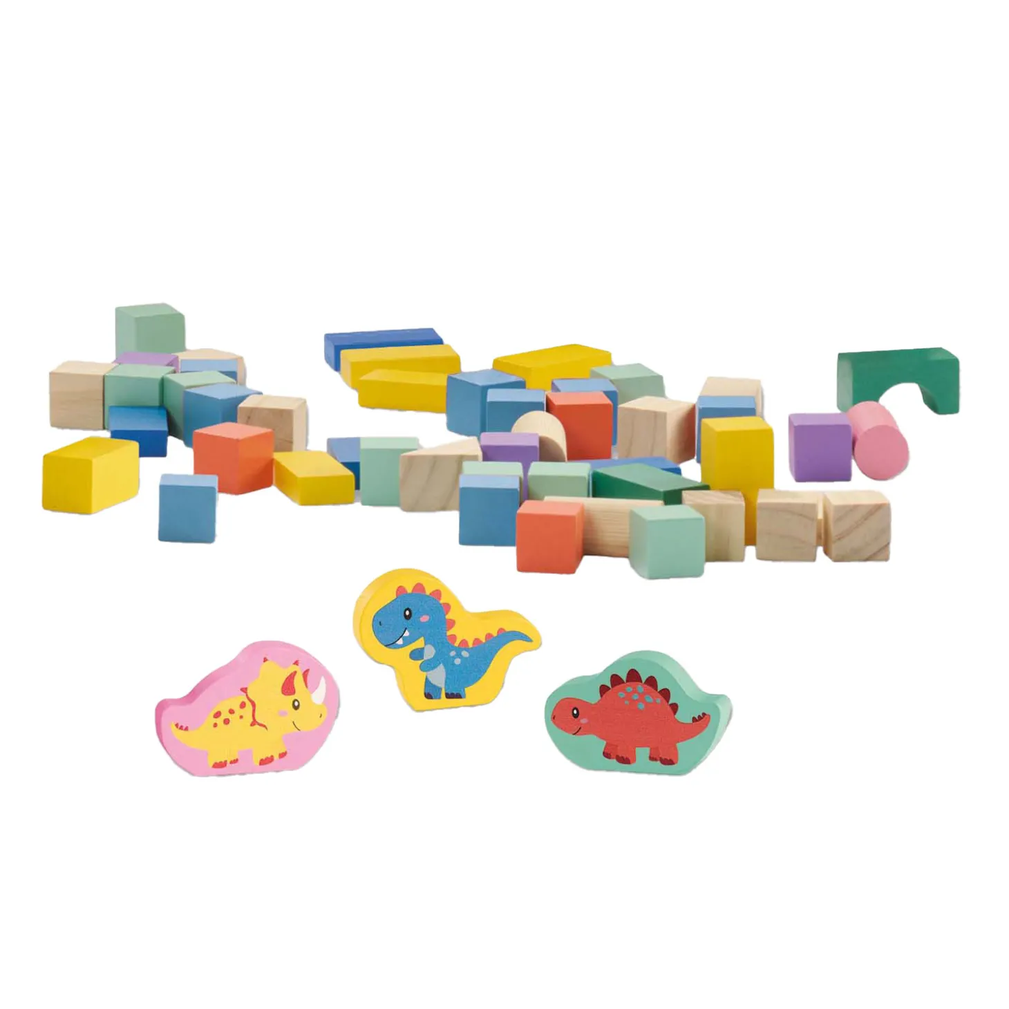 SES Houten Bouwblokken Dino's, 50st.