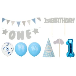 Set Feestversiering 1e Verjaardag - Blauw/Jongen, 9dlg.