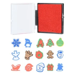 Set Kerststempels met Stempelkussen, 9dlg.