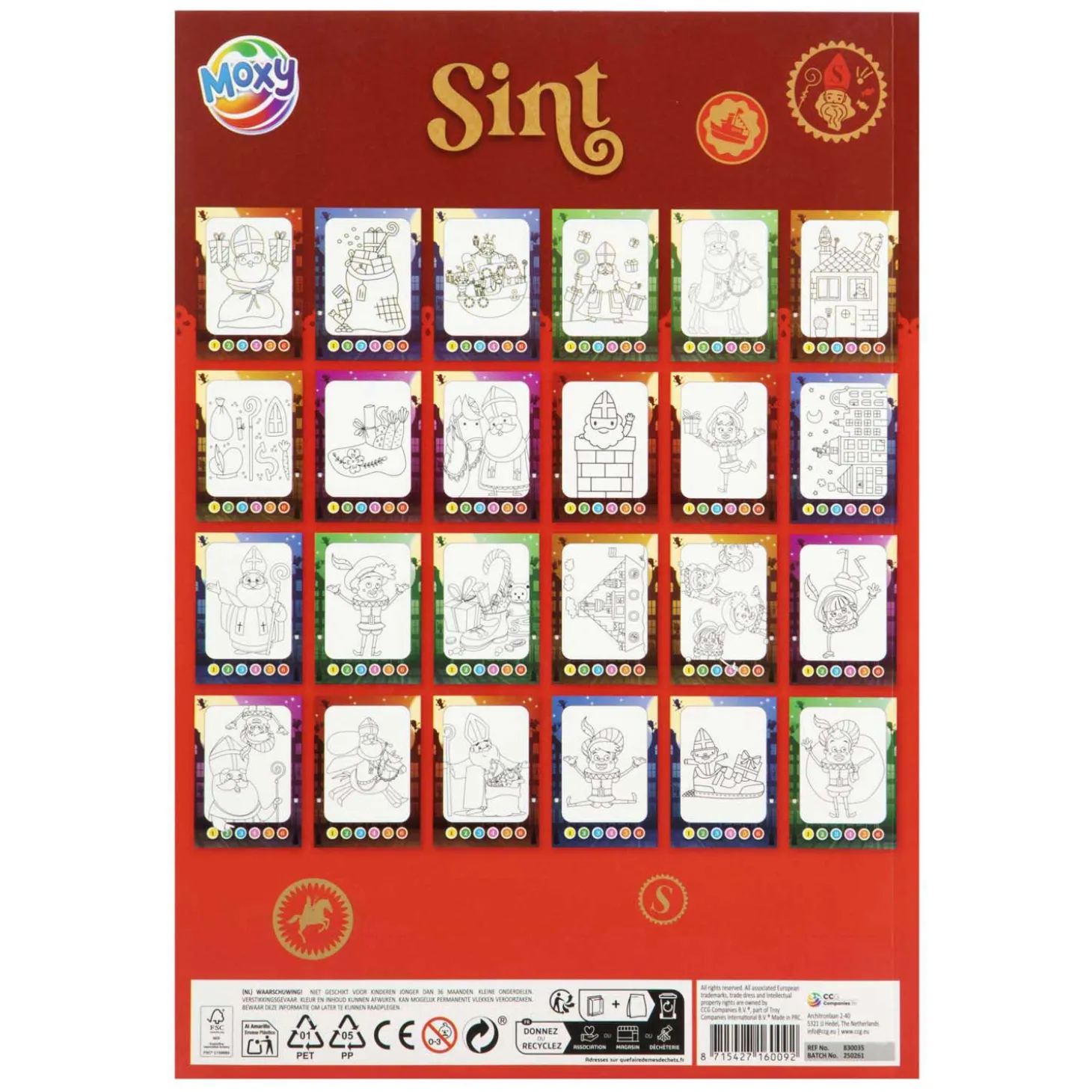 Sinterklaas Kleuren op Nummer met 6 Potloden