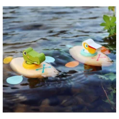 Small Foot - Badspeelgoed Houten Kano Pelikaan Opwindbaar