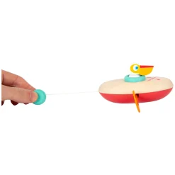Small Foot - Badspeelgoed Houten Kano Pelikaan Opwindbaar