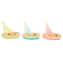 Small Foot - Badspeelgoed Houten Zeilboten, Set van 3