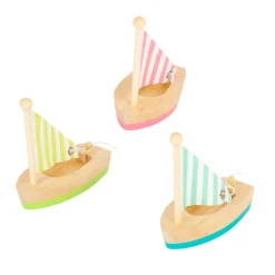 Small Foot - Badspeelgoed Houten Zeilboten, Set van 3