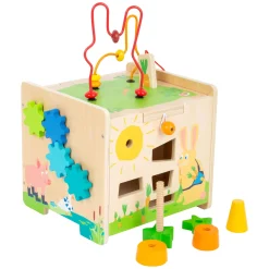 Small Foot - Houten Activiteitenkubus en Motoriekspiraal Konijn