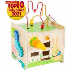 Small Foot - Houten Activiteitenkubus en Motoriekspiraal Konijn