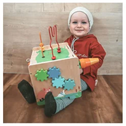 Small Foot - Houten Activiteitenkubus en Motoriekspiraal Konijn