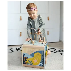 Small Foot - Houten Activiteitenkubus met Motoriekspiraal Zeekust