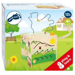 Small Foot - Houten Activiteitenkubus met Motoriekspiraal Boerderij