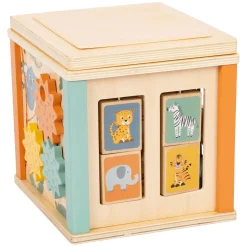 Small Foot - Houten Activiteitenkubus en Motoriekspiraal Safari