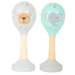 Small Foot - Houten Baby Rammelaar Maracas Dier, Set van 2
