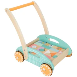 Small Foot - Houten Baby  Walker Loopwagen met Blokken Pastel, 35dlg.
