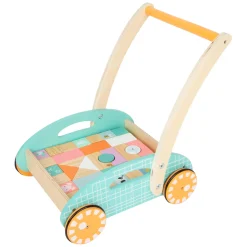 Small Foot - Houten Baby  Walker Loopwagen met Blokken Pastel, 35dlg.