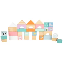 Small Foot - Houten Baby  Walker Loopwagen met Blokken Pastel, 35dlg.