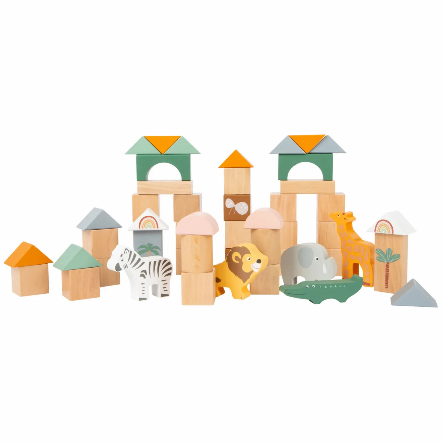Small Foot - Houten Bouwblokken Safari, 50dlg.