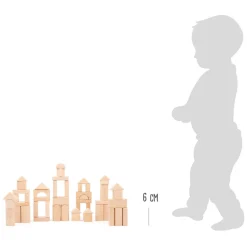 Small Foot - Houten Bouwblokken Natuurlijk in Zak, 50dlg.