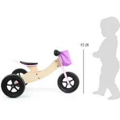 Small Foot  -  Houten Driewieler en Loopfiets 2in1 Maxi Roze
