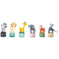 Small Foot - Houten Drukfiguur Wilde Dieren, Set van 6