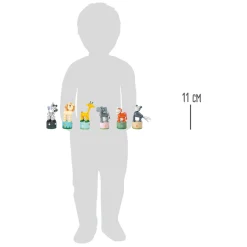 Small Foot - Houten Drukfiguur Wilde Dieren, Set van 6