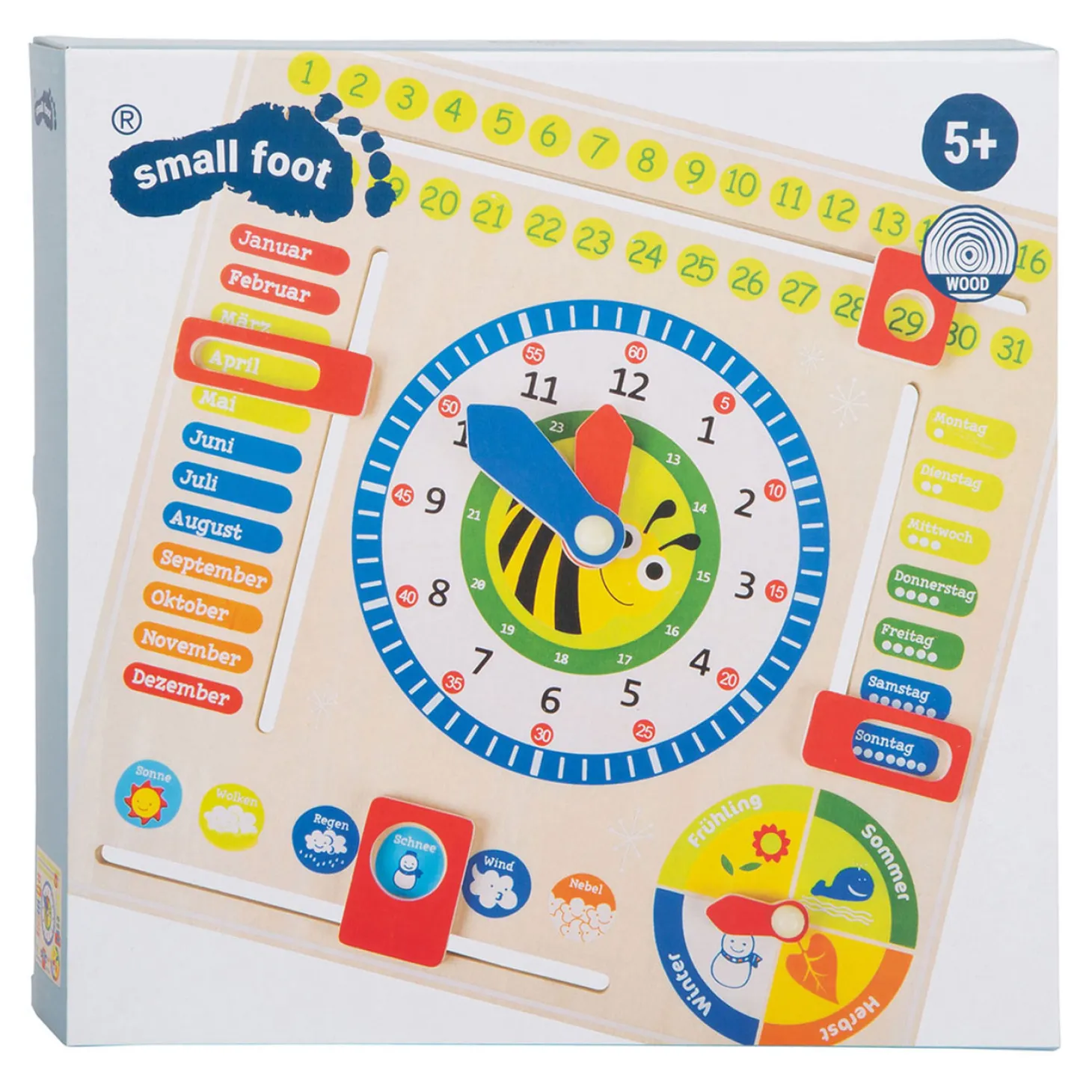 Small Foot - Houten Kalenderklok Seizoenen BIj (Duitstalig)