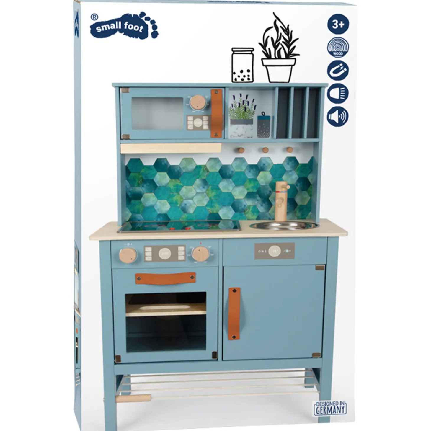 Small Foot - Houten Kinderkeuken Blauw, 7dlg.