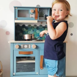 Small Foot - Houten Kinderkeuken Blauw, 7dlg.