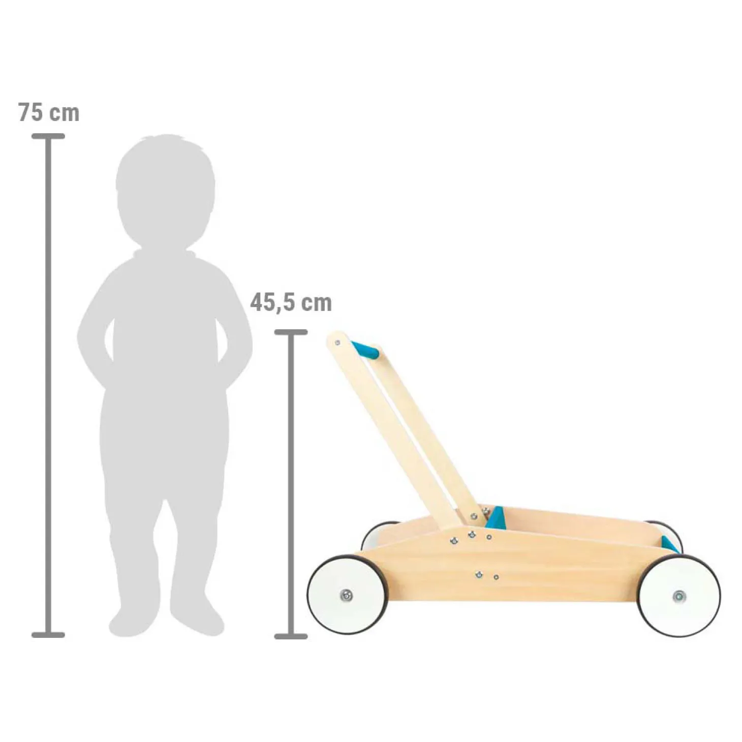 Small Foot - Houten Loopwagen Petrol Blauw