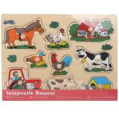 Small Foot - Houten Noppenpuzzel Boerderij, 9st.