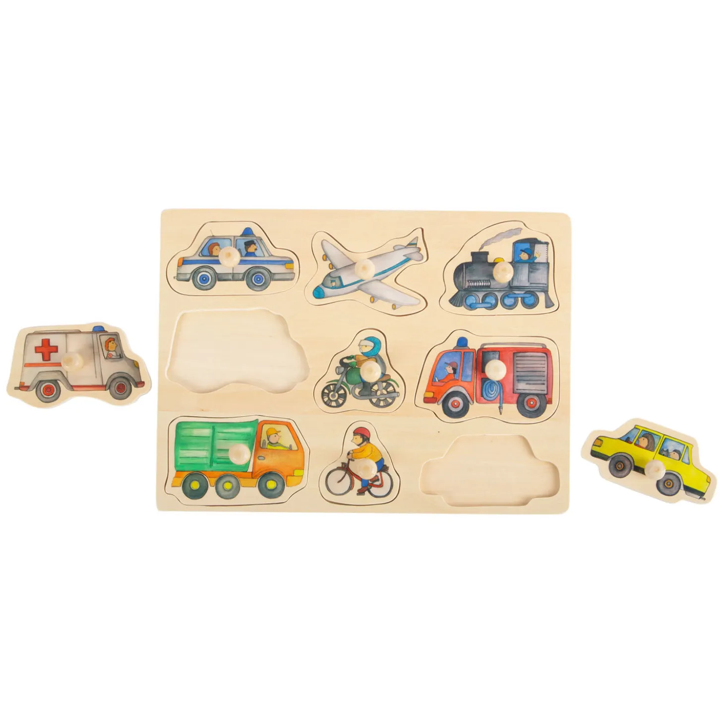 Small Foot - Houten Noppenpuzzel Stadsvoertuigen, 9st.