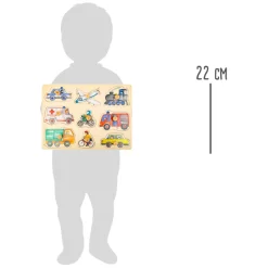 Small Foot - Houten Noppenpuzzel Stadsvoertuigen, 9st.