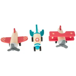 Small Foot - Houten Pull-back Vliegtuigen, Set van 3