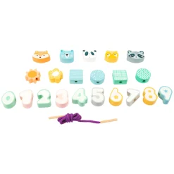 Small Foot - Houten Rijgsspel Dieren en Cijfers, 22dlg.