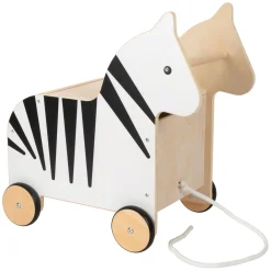 Small Foot - Houten Speelgoedbox en Trekfiguur Zebra Wildlife