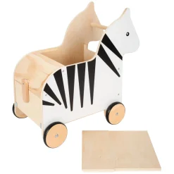 Small Foot - Houten Speelgoedbox en Trekfiguur Zebra Wildlife