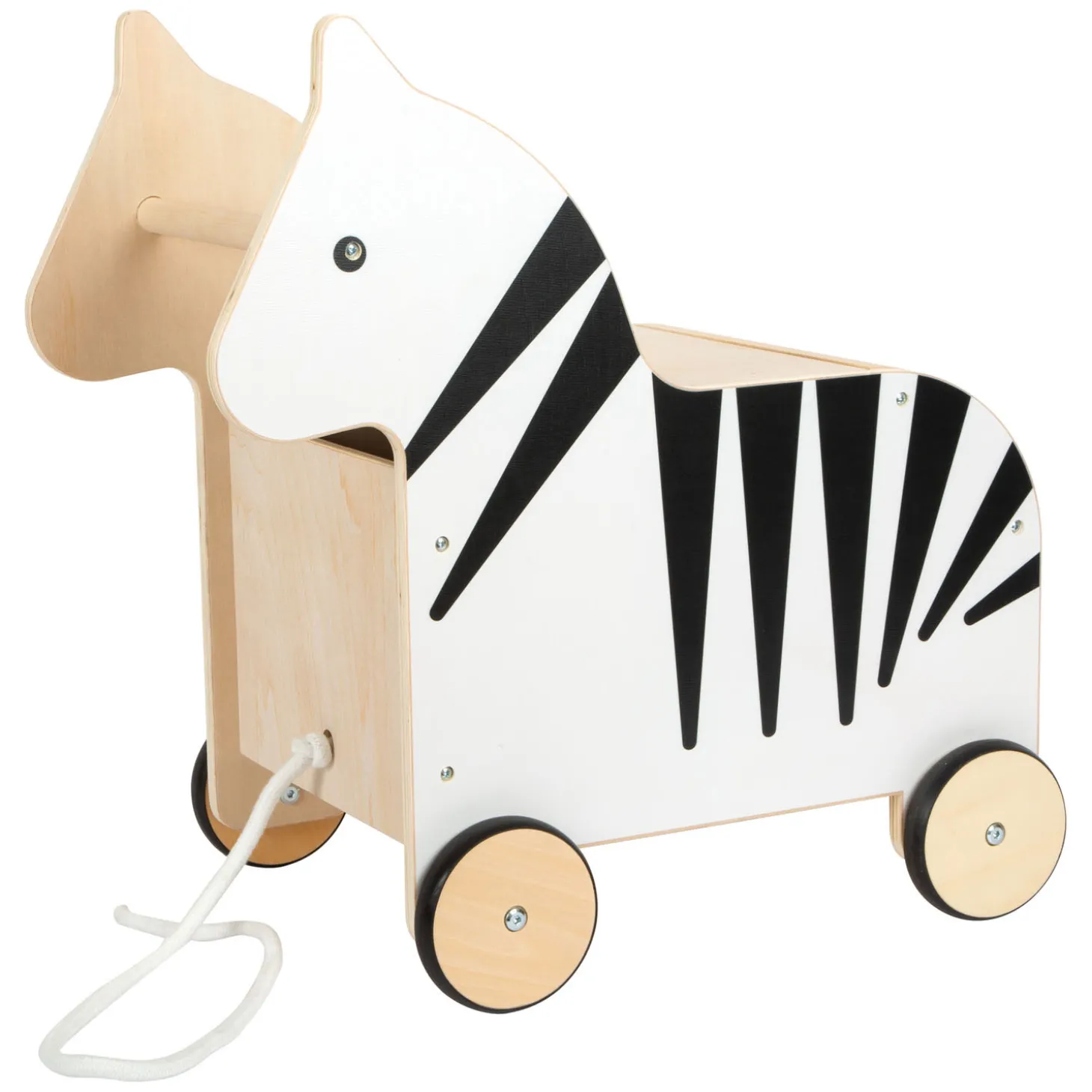 Small Foot - Houten Speelgoedbox en Trekfiguur Zebra Wildlife