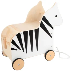Small Foot - Houten Speelgoedbox en Trekfiguur Zebra Wildlife