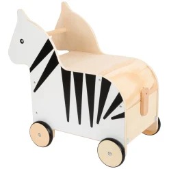 Small Foot - Houten Speelgoedbox en Trekfiguur Zebra Wildlife