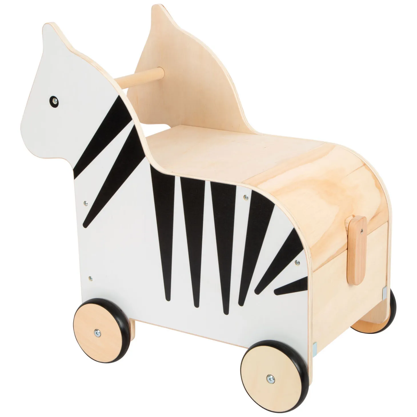 Small Foot - Houten Speelgoedbox en Trekfiguur Zebra Wildlife